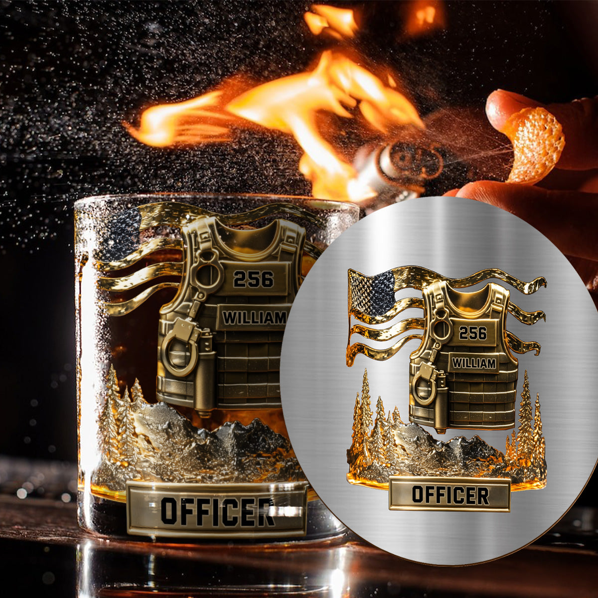 Servir et protéger - Verre à whisky personnalisé pour policier