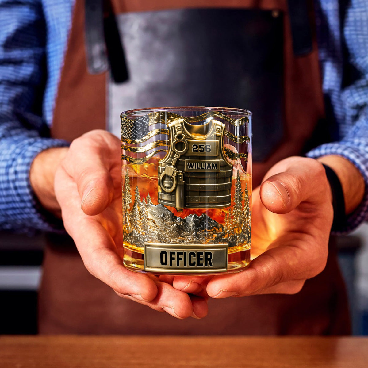 Servir et protéger - Verre à whisky personnalisé pour policier