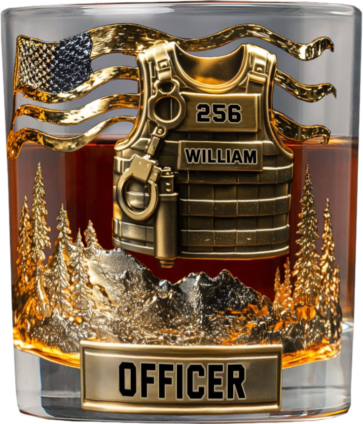 Servir et protéger - Verre à whisky personnalisé pour policier