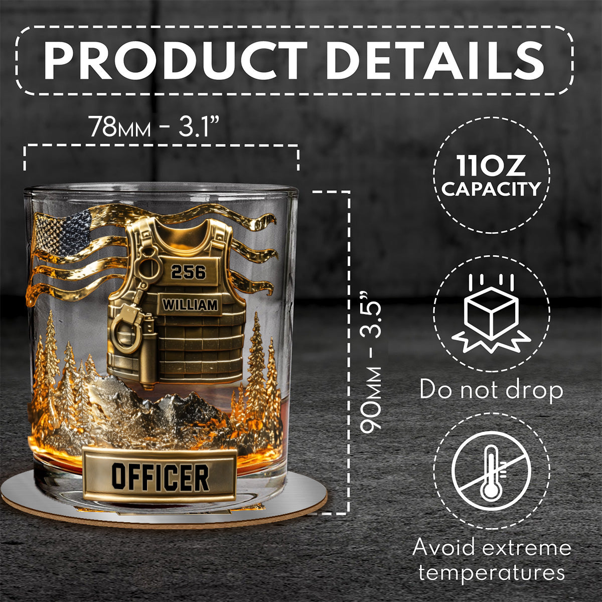Servir et protéger - Verre à whisky personnalisé pour policier