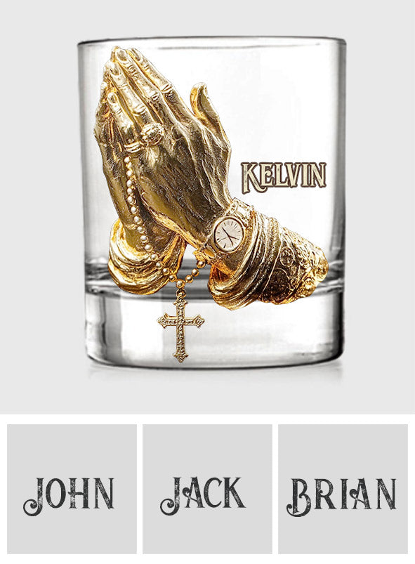 Praying Hands - Personalized Christian Whiskey Glass
