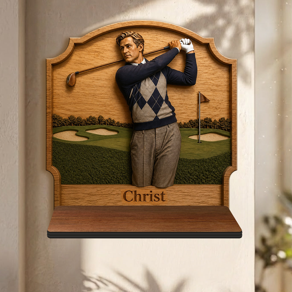 The Champion - Personalized Golf Wooden Floating Shelf