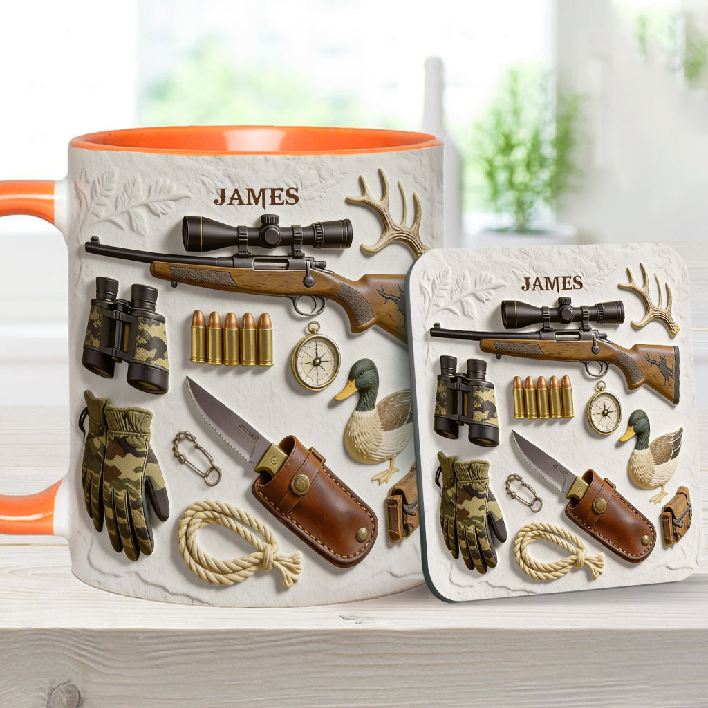 J'adore la chasse - Mug et sous-verre personnalisés sur le thème de la chasse