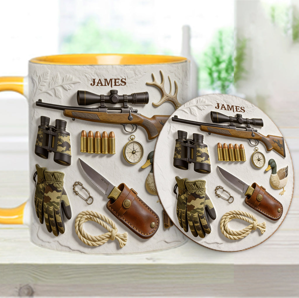 J'adore la chasse - Mug et sous-verre personnalisés sur le thème de la chasse