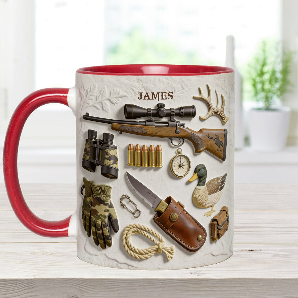 J'adore la chasse - Mug et sous-verre personnalisés sur le thème de la chasse