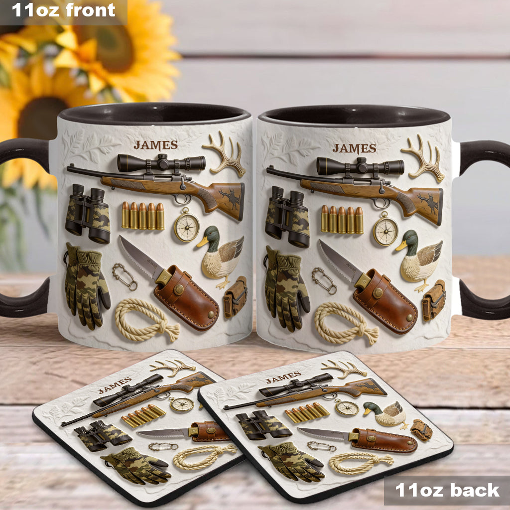 J'adore la chasse - Mug et sous-verre personnalisés sur le thème de la chasse