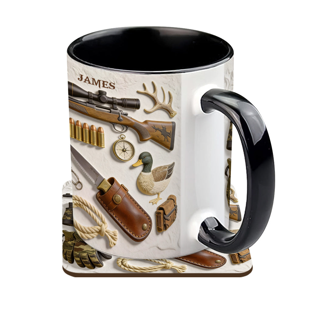J'adore la chasse - Mug et sous-verre personnalisés sur le thème de la chasse