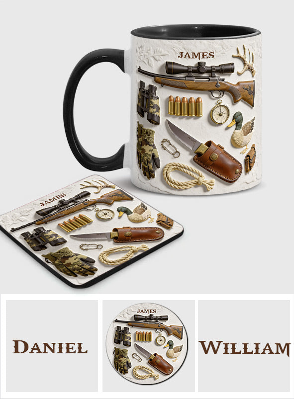 J'adore la chasse - Mug et sous-verre personnalisés sur le thème de la chasse