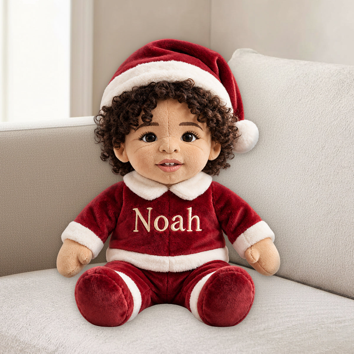 Costume de Noël Joyeux - Coussin en Fourrure Synthétique Personnalisé pour Enfant