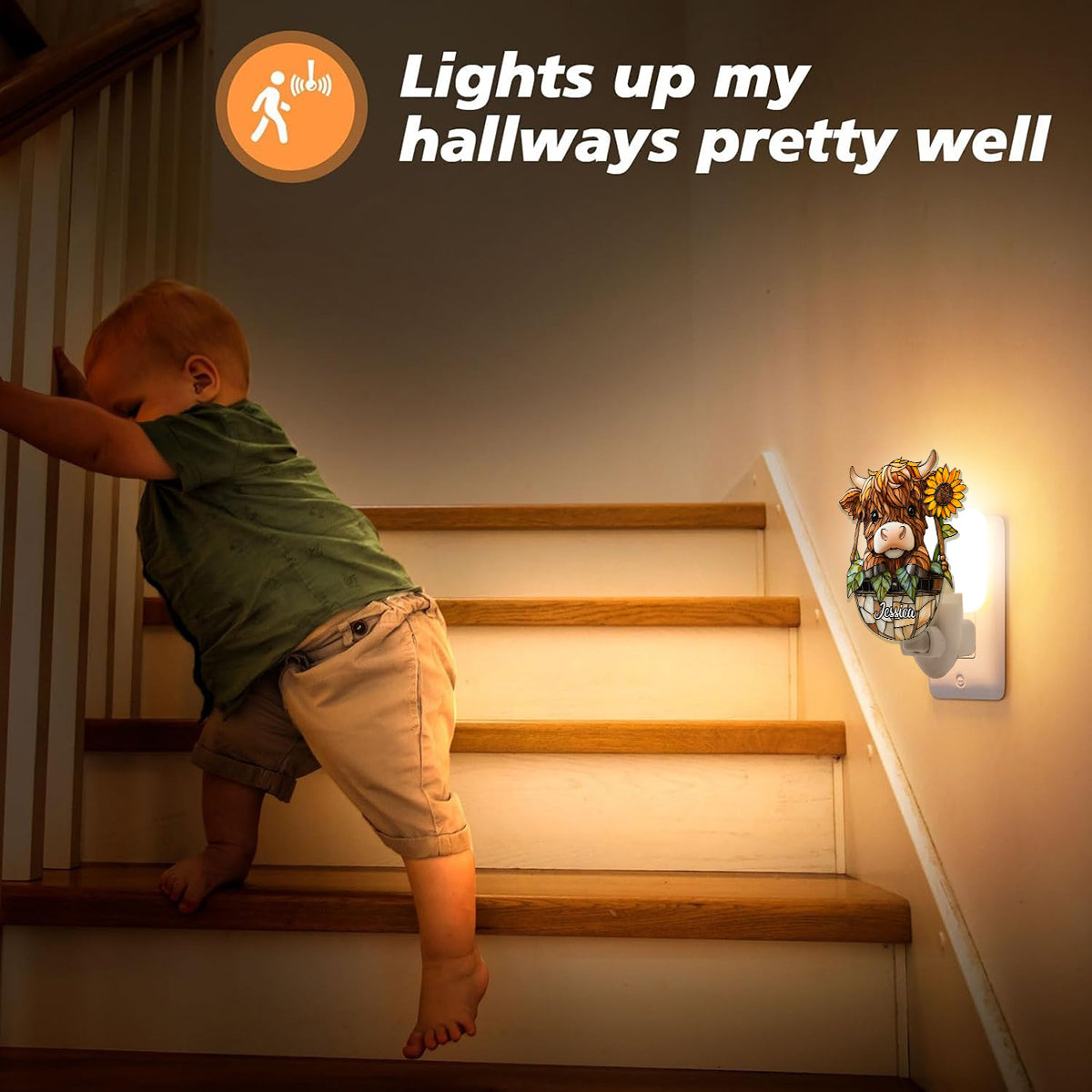 Cute Highland Cow - Personalized Highland Cow Acrylic Plug-In Night Light