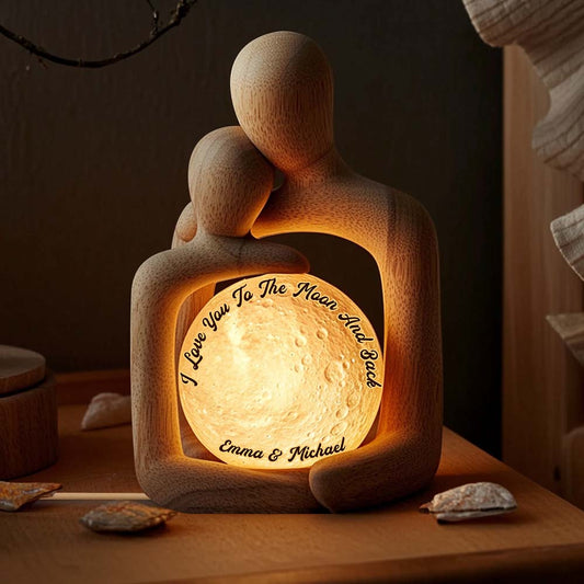 Je t'aime jusqu'à la lune et retour - Veilleuse LED acrylique personnalisée pour couple « Je t'aime jusqu'à la lune et retour »