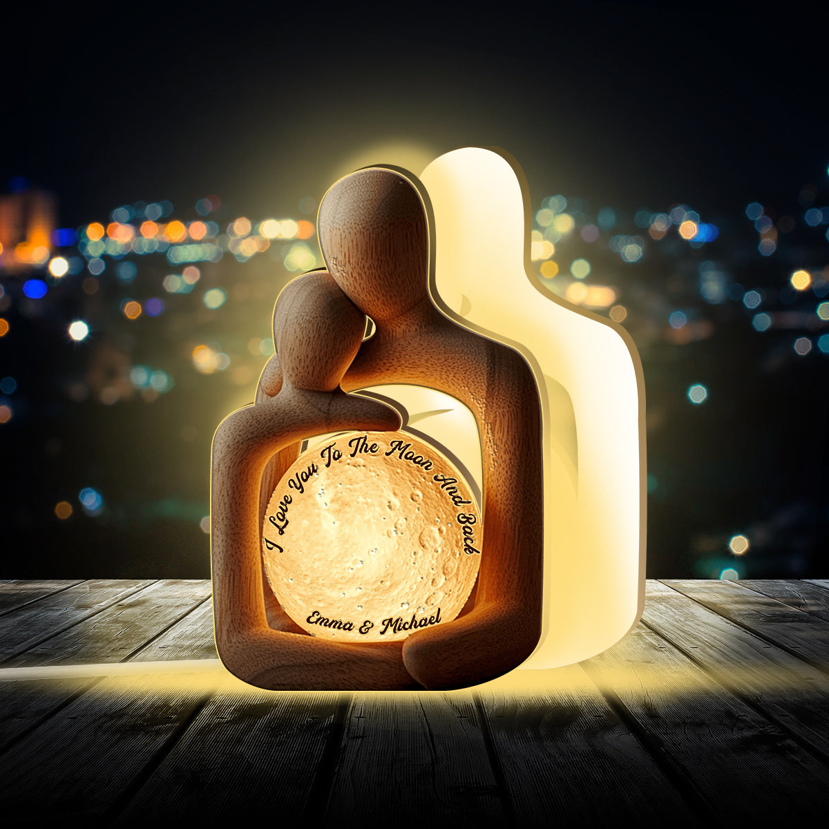 I Love You To The Moon And Back - Personalized Couple Acrylic LED Night Light