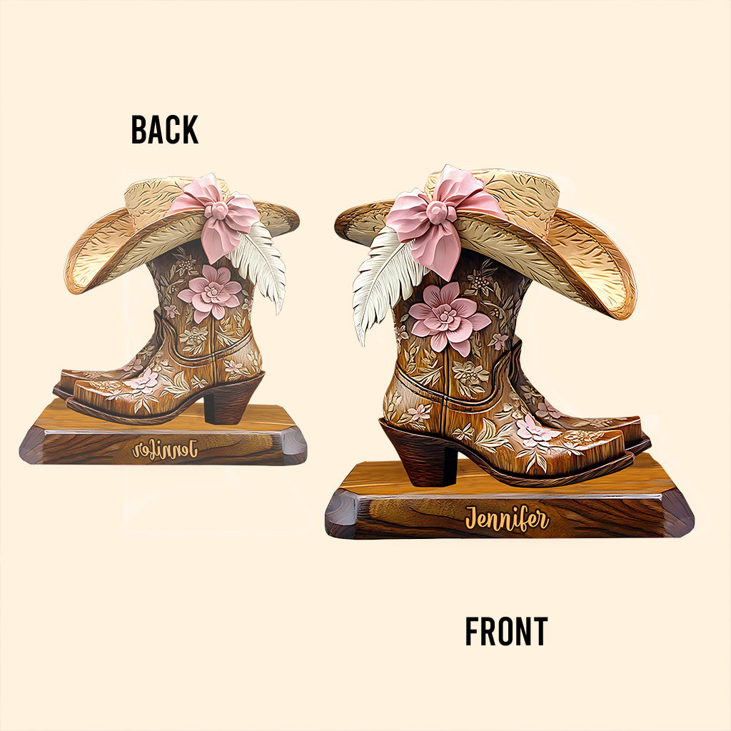 Bottes de cowgirl - Plaque acrylique personnalisée en forme de cowgirl