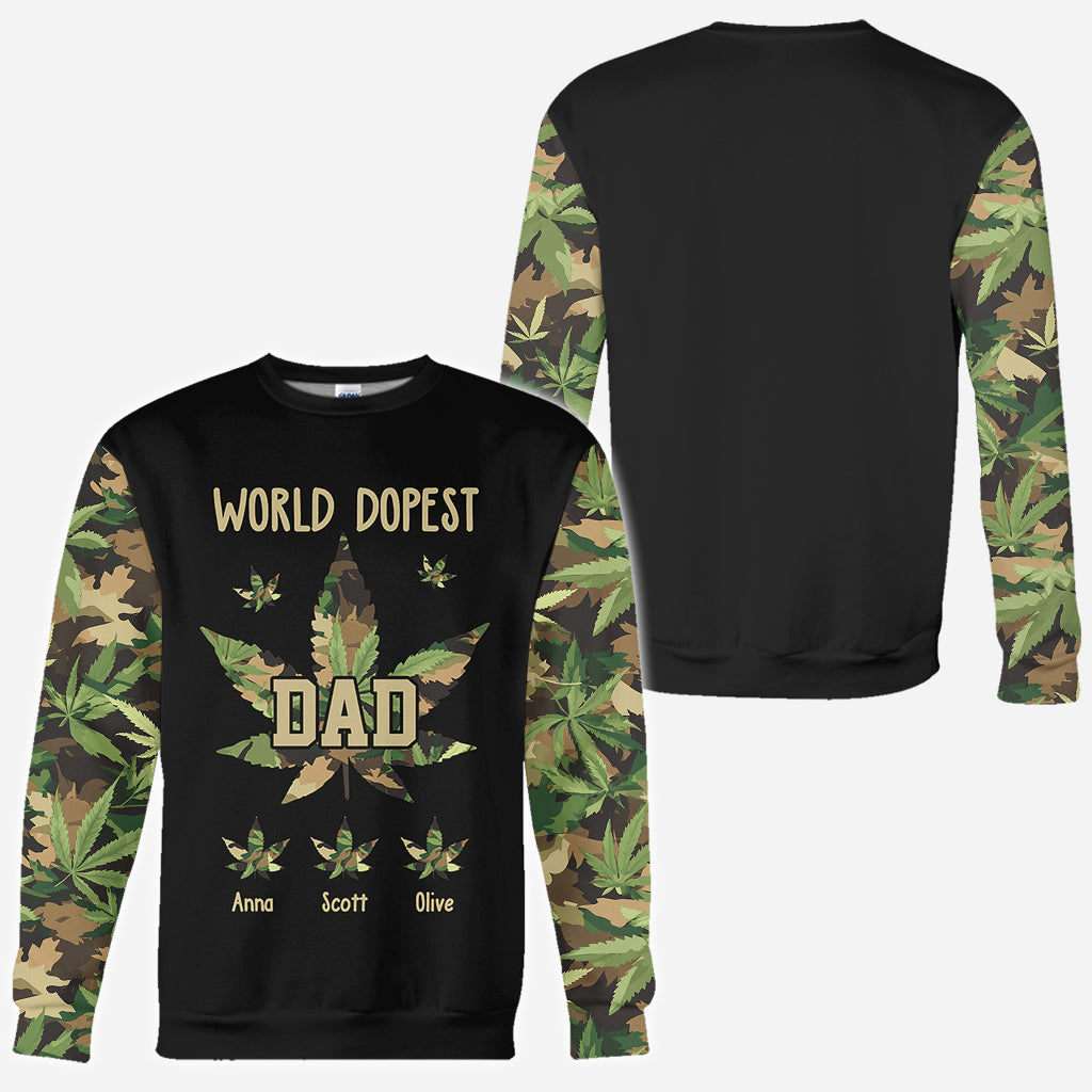 Dopest Dad Ever - Personalized Weed All Over Shirt