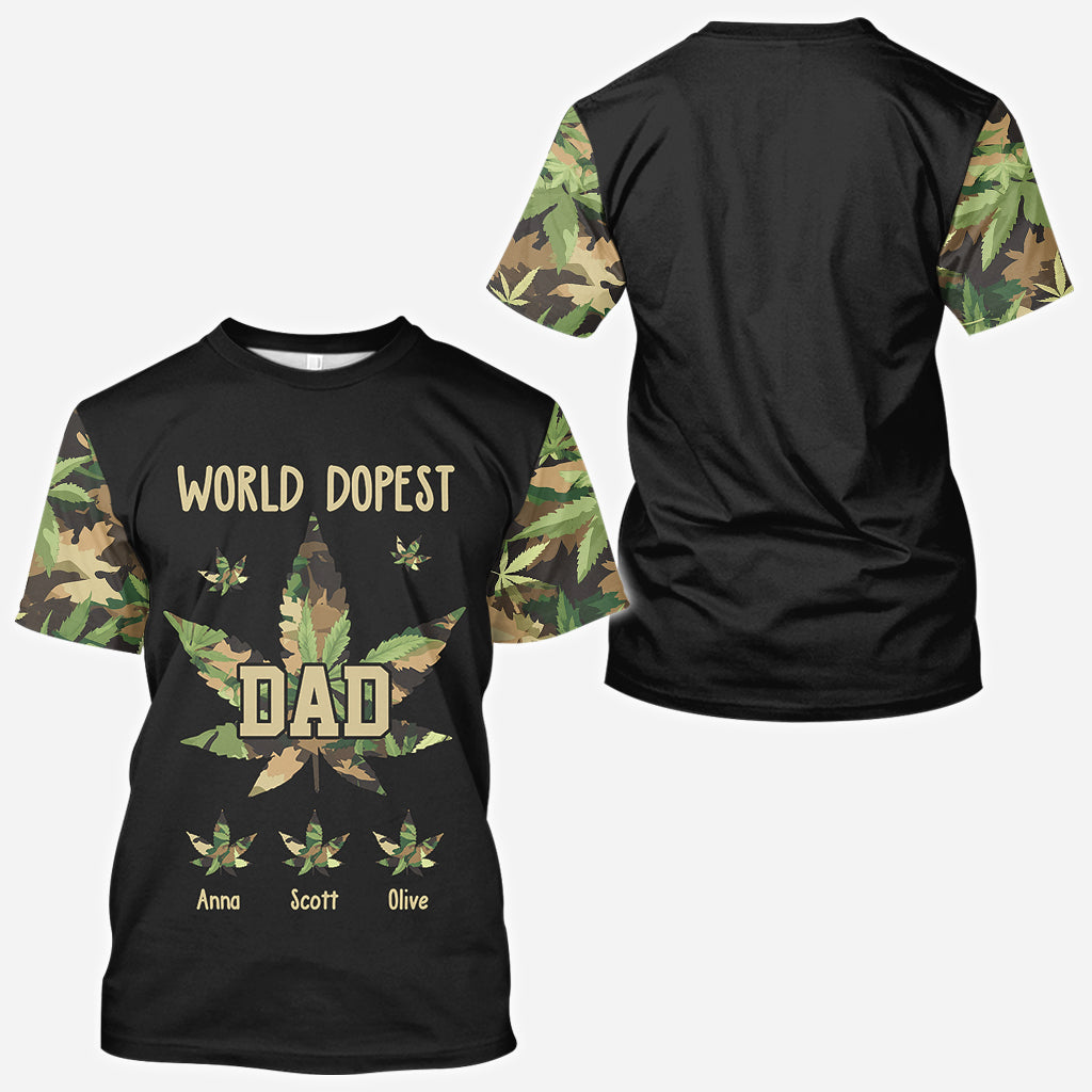 Dopest Dad Ever - Personalized Weed All Over Shirt