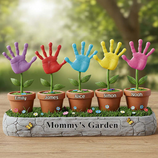 Beautiful Garden Kid Handprint Gift For Mom, Grandma - Personalized Mother Custom Shaped Acrylic Plaque
