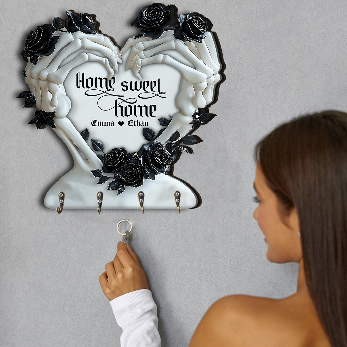 Jusqu'à ce que la mort nous sépare - Porte-clés personnalisé en forme de crâne