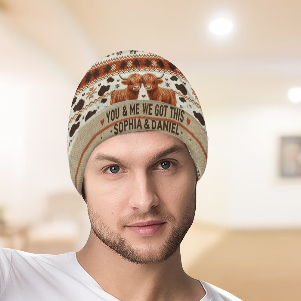 You & Me We Got This - Personalized Highland Cow Beanie Hat