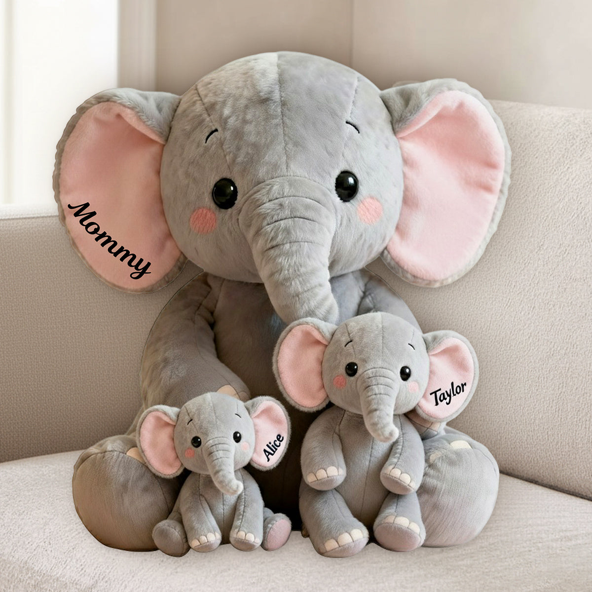 Mom/Grandma Elephant With Little Kids/Grandkids - Personalized Grandma Premium Faux Fur Pillow