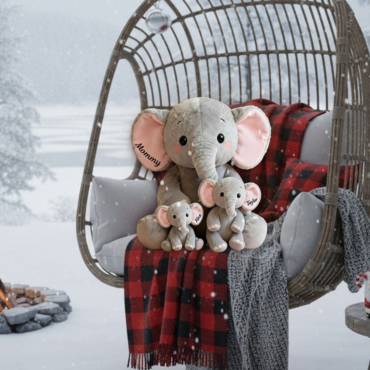 Mom/Grandma Elephant With Little Kids/Grandkids - Personalized Grandma Premium Faux Fur Pillow