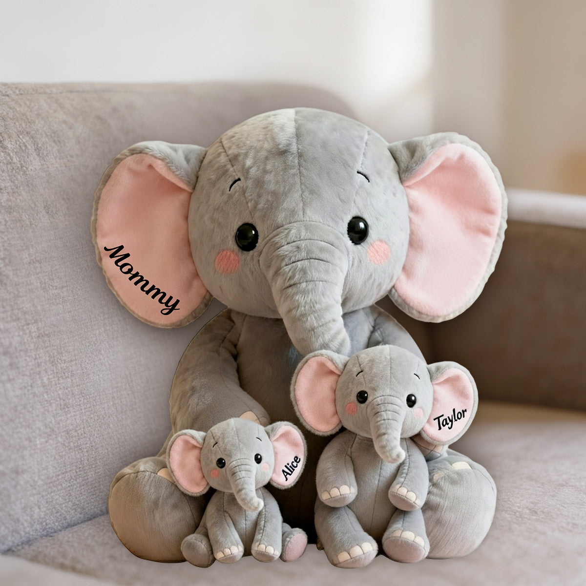 Mom/Grandma Elephant With Little Kids/Grandkids - Personalized Grandma Premium Faux Fur Pillow