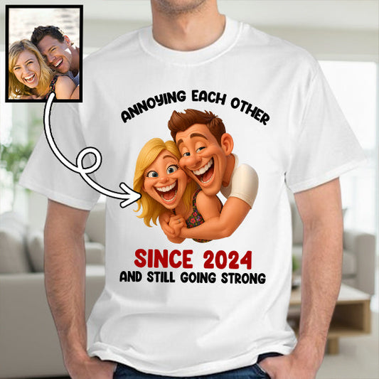 Funny Gift Cartoonish Exaggerated Mascot Style - Personalized Couple T-shirt And Hoodie