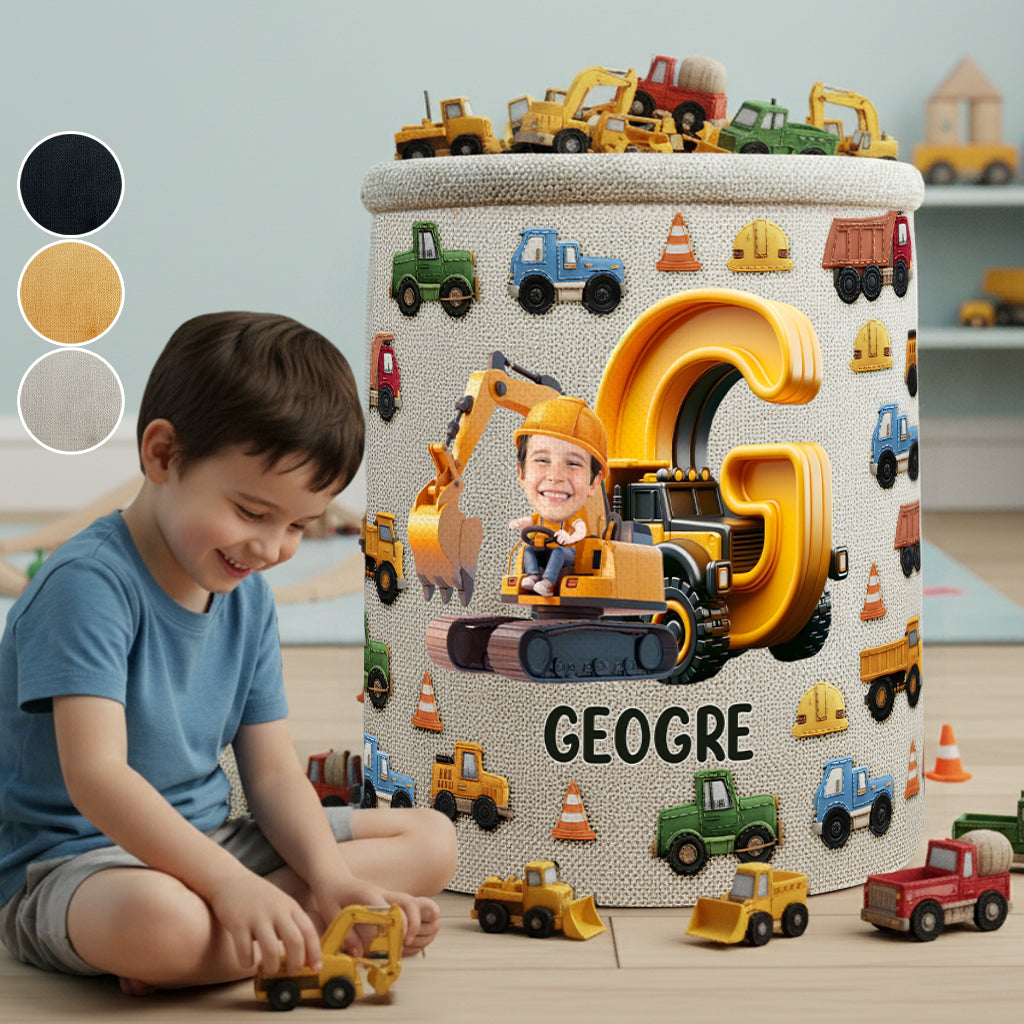 Machines de construction - Panier de rangement personnalisé pour enfants
