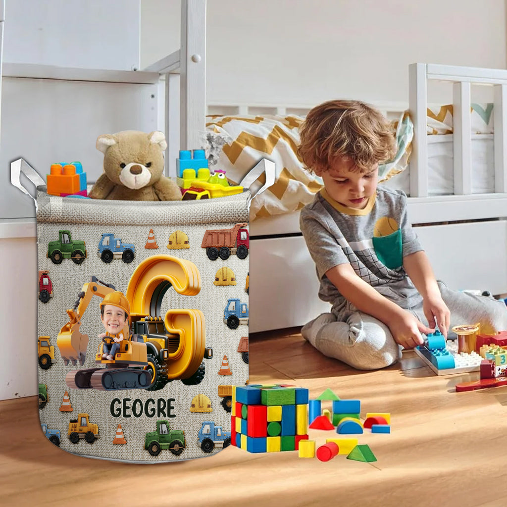 Machines de construction - Panier de rangement personnalisé pour enfants