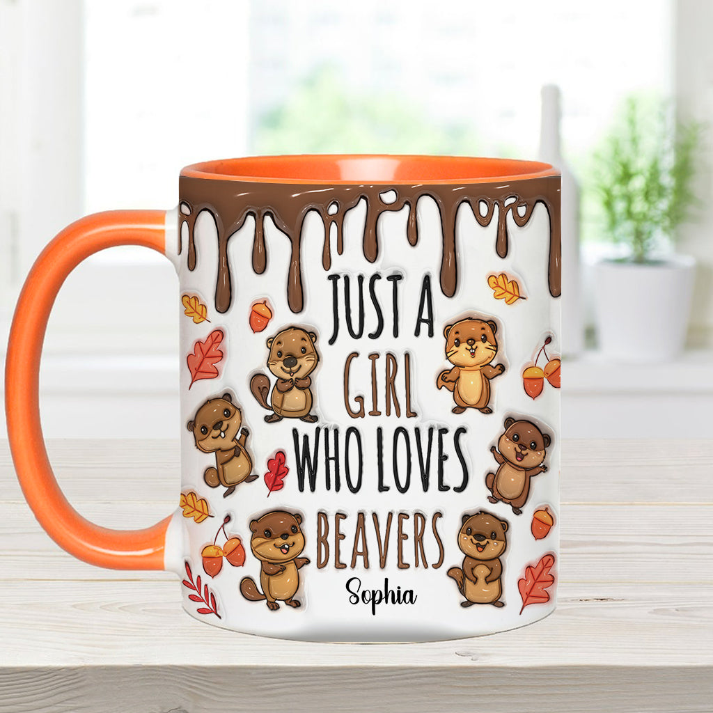 Just A Girl Who Loves Beavers - Personalized Accent Mug
