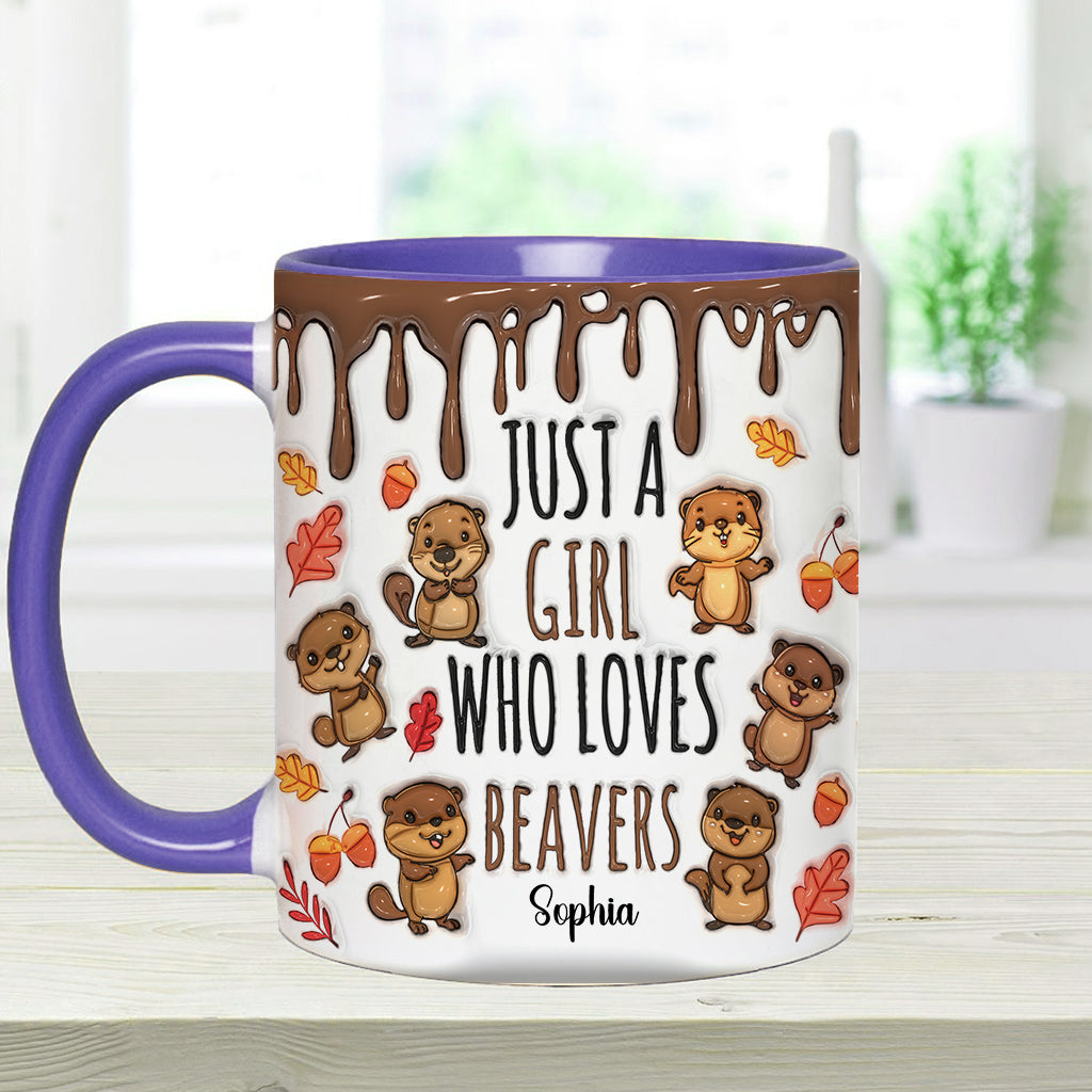 Just A Girl Who Loves Beavers - Personalized Accent Mug