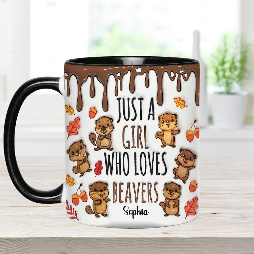Just A Girl Who Loves Beavers - Personalized Accent Mug
