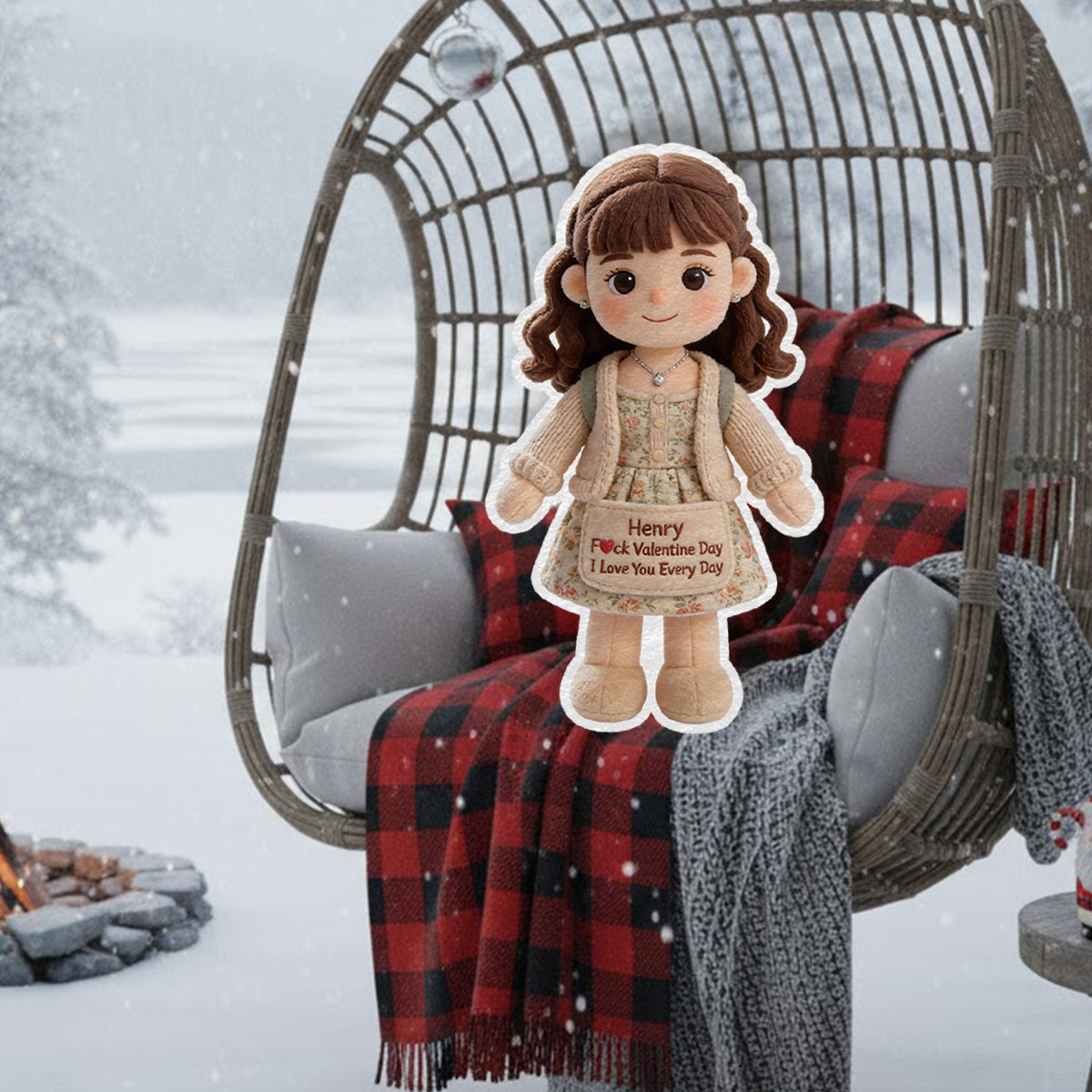 I Love You Everyday - Personalized Couple Faux Fur Shaped Pillow