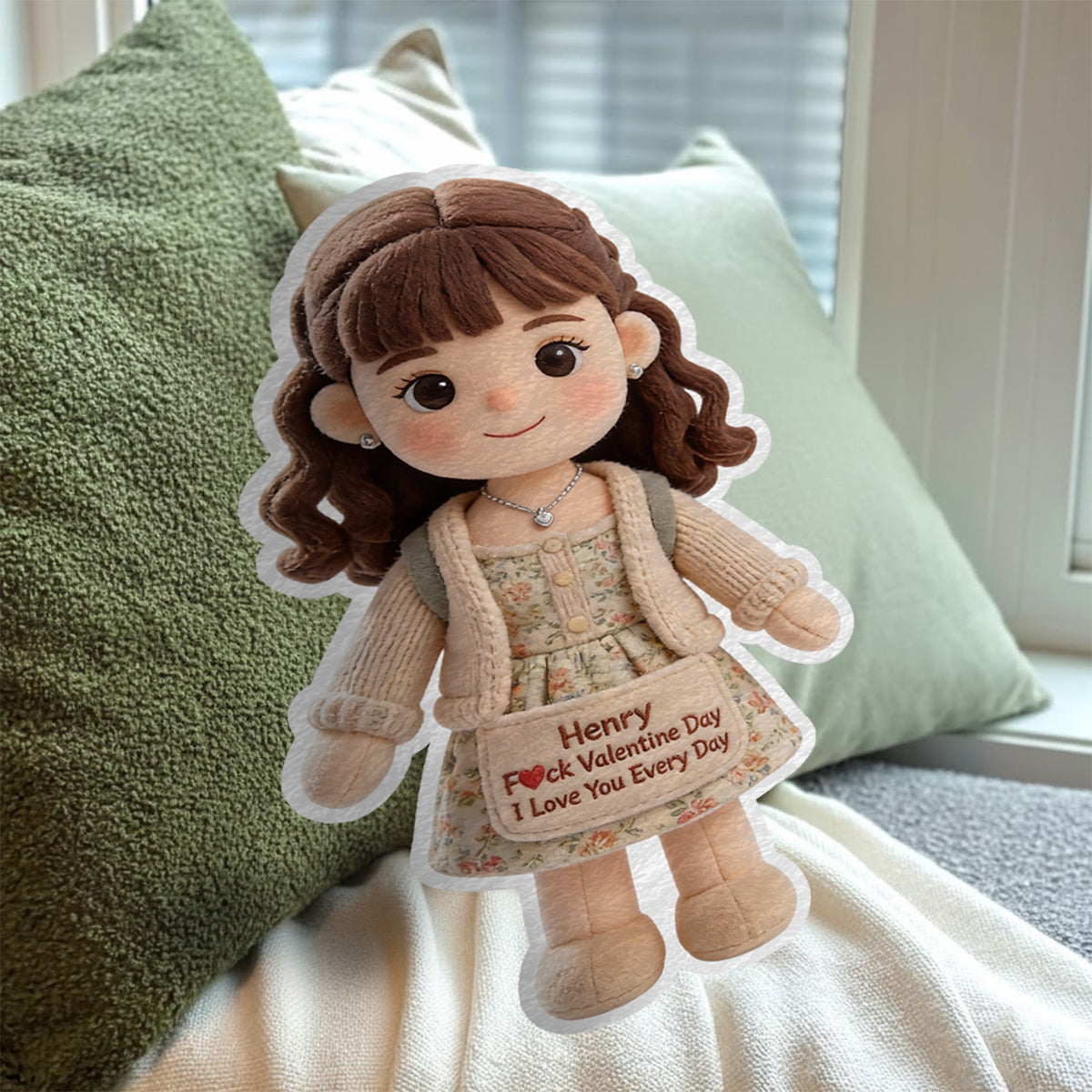 I Love You Everyday - Personalized Couple Faux Fur Shaped Pillow