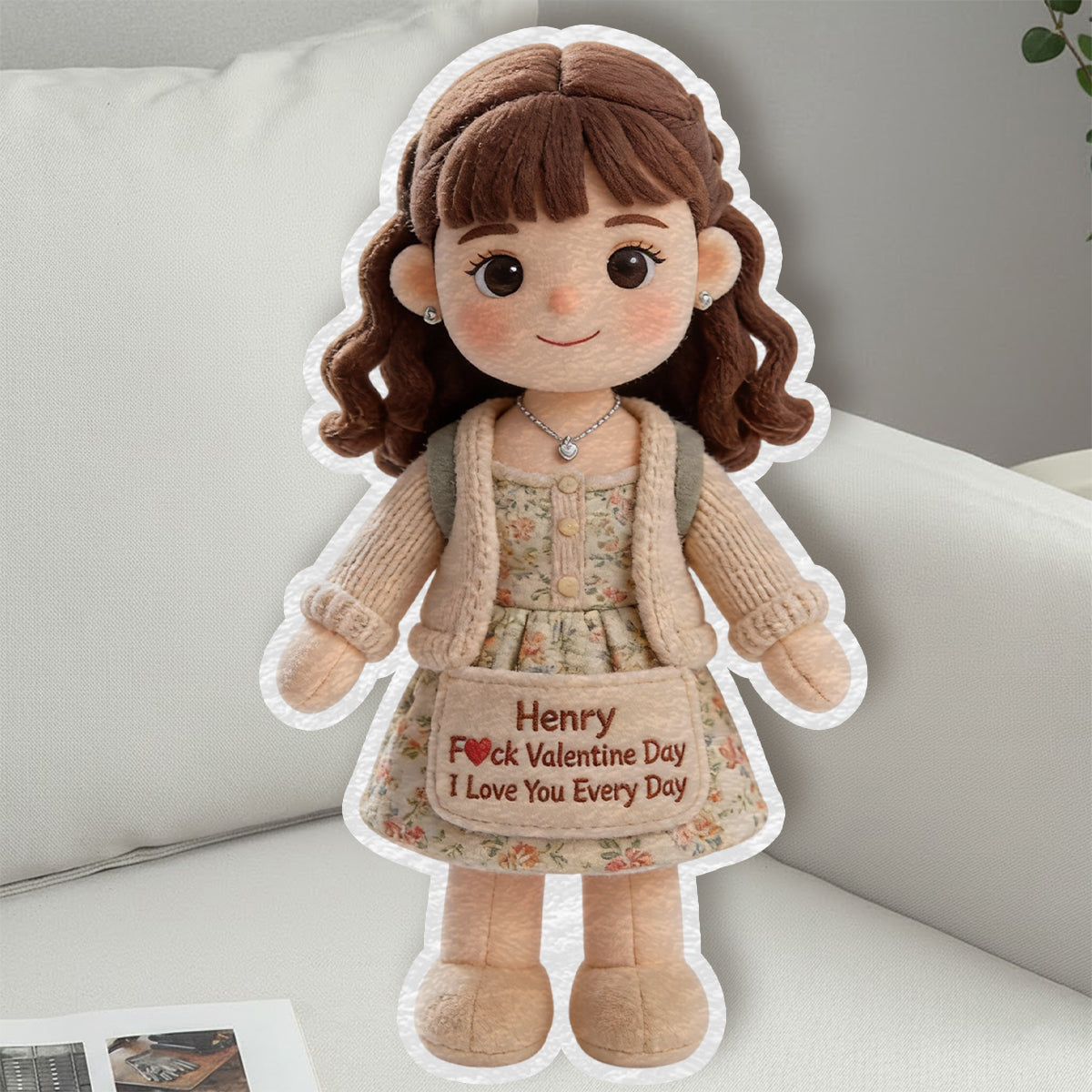 I Love You Everyday - Personalized Couple Faux Fur Shaped Pillow