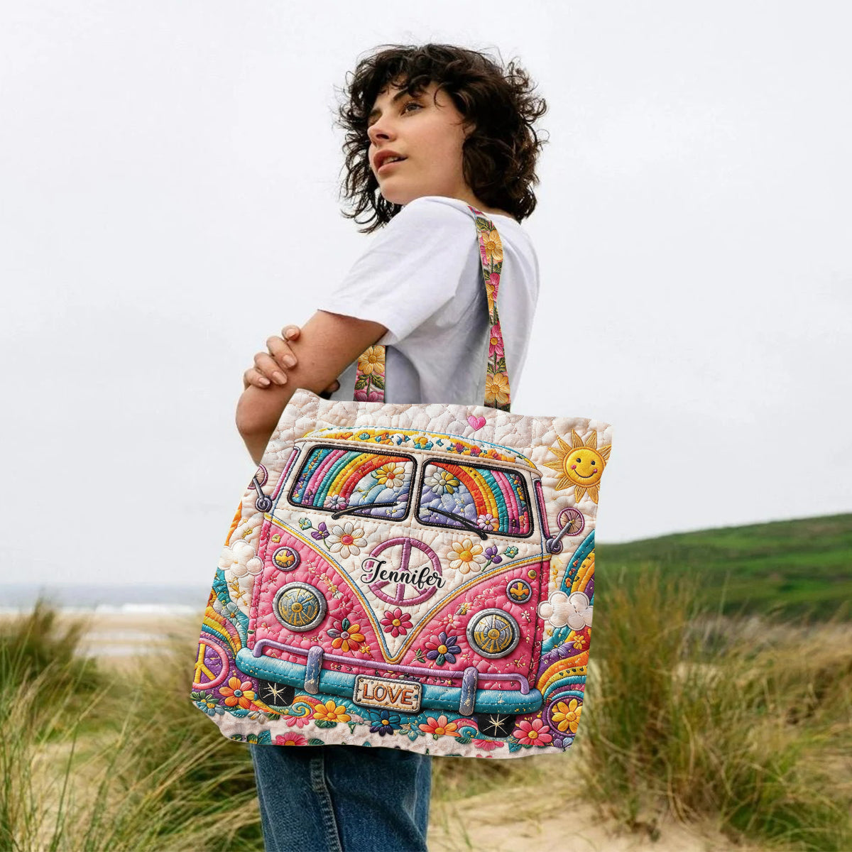 Sac Hippie Soul Avec Charme - Sac Tote Matelassé Personnalisé Avec Charme Doux