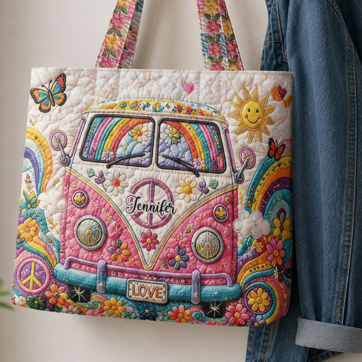 Sac Hippie Soul Avec Charme - Sac Tote Matelassé Personnalisé Avec Charme Doux