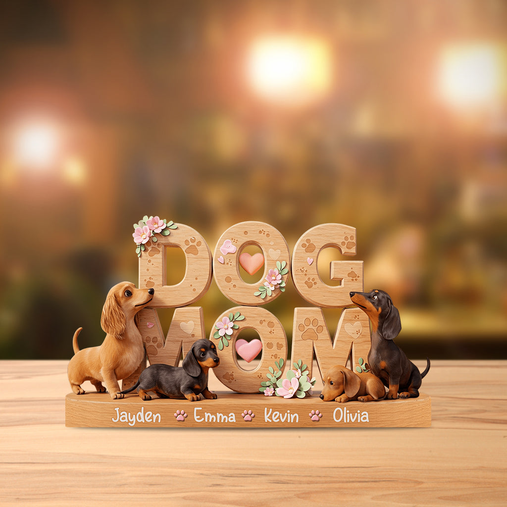 Maman de chien - Plaque acrylique personnalisée en forme de chien