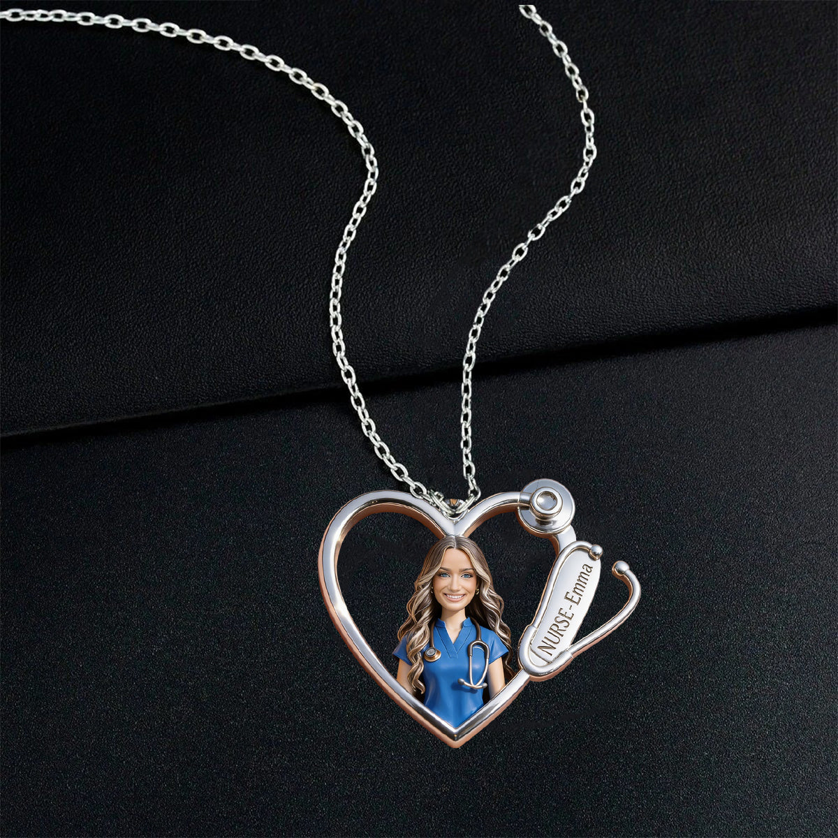 Custom Any Photo Love Nurse Life - Personalized Nurse Shaped Metal Pendant Necklace