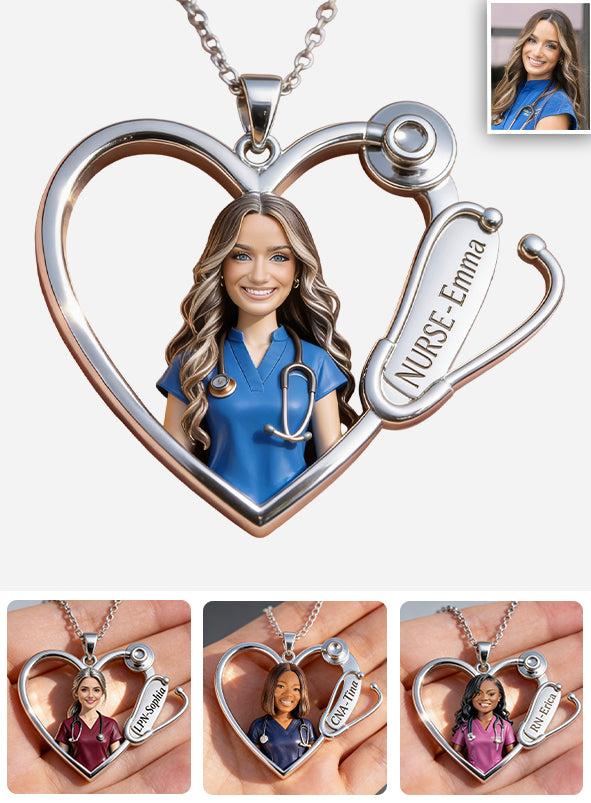 Custom Any Photo Love Nurse Life - Personalized Nurse Shaped Metal Pendant Necklace