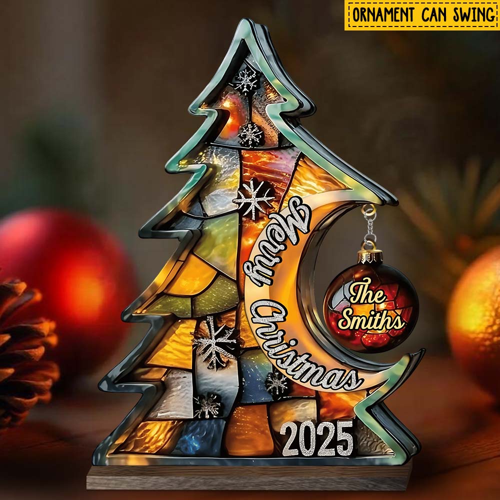 Joyeux Noël - Plaque familiale personnalisée avec breloque