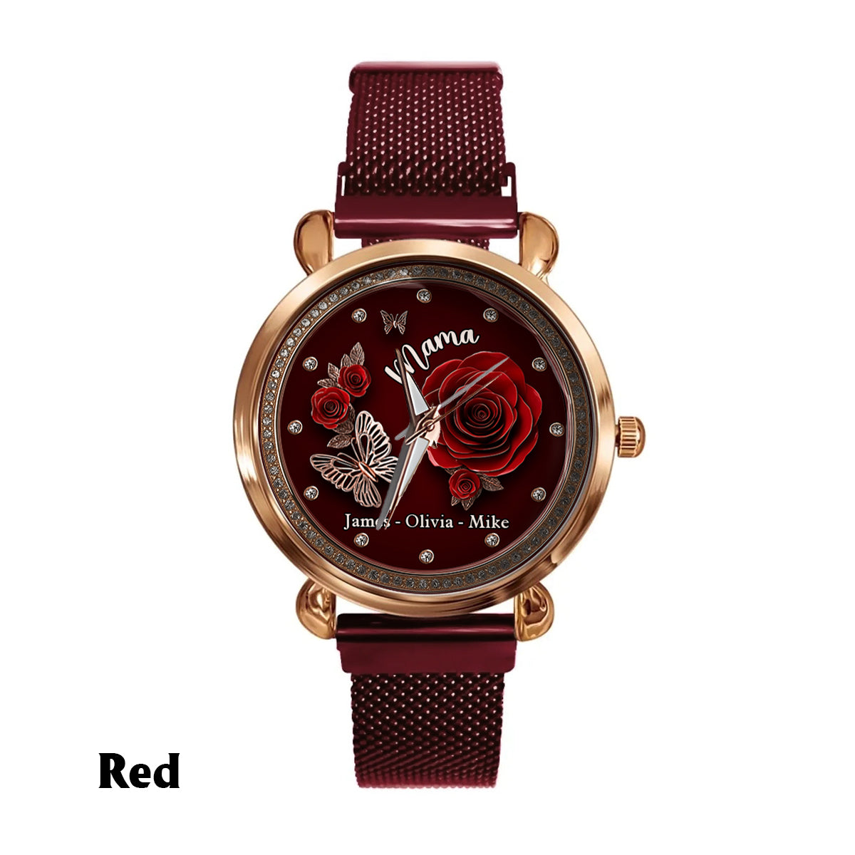 Montre-bracelet personnalisée « Mama Rose Flower » pour maman et femme 