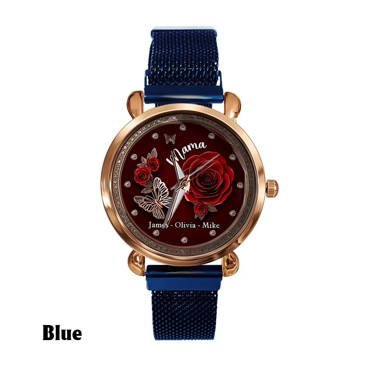 Montre-bracelet personnalisée « Mama Rose Flower » pour maman et femme 