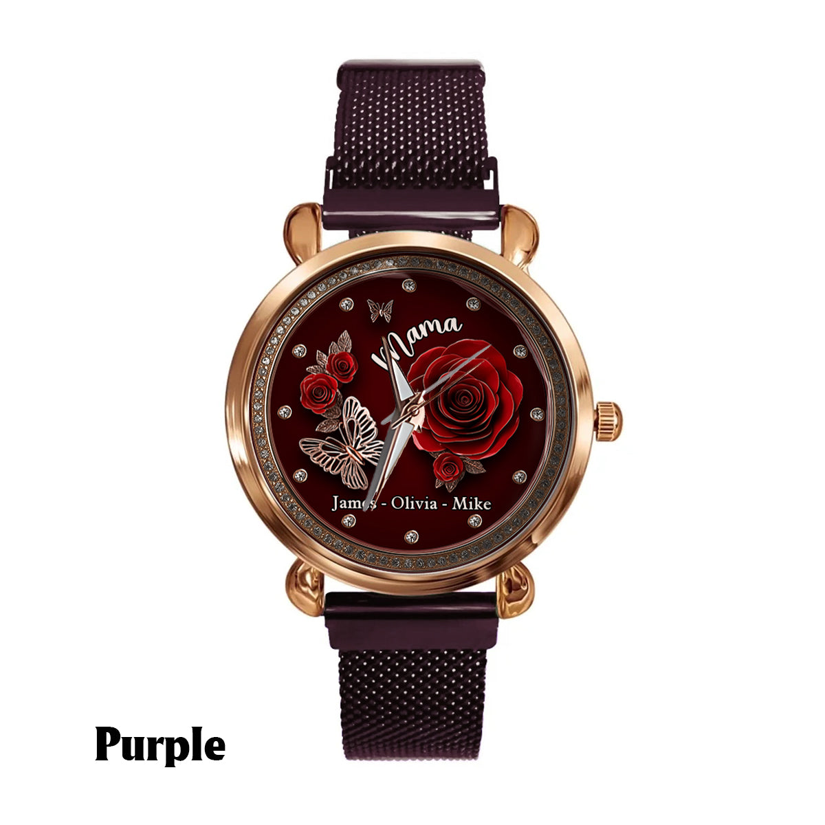 Montre-bracelet personnalisée « Mama Rose Flower » pour maman et femme 