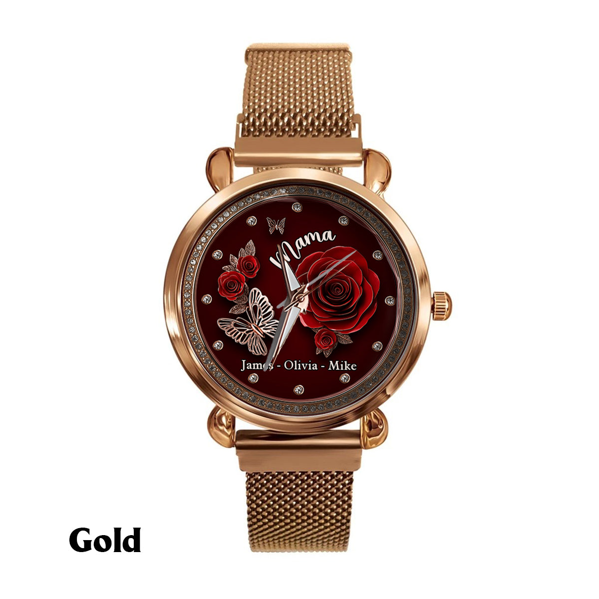 Montre-bracelet personnalisée « Mama Rose Flower » pour maman et femme 