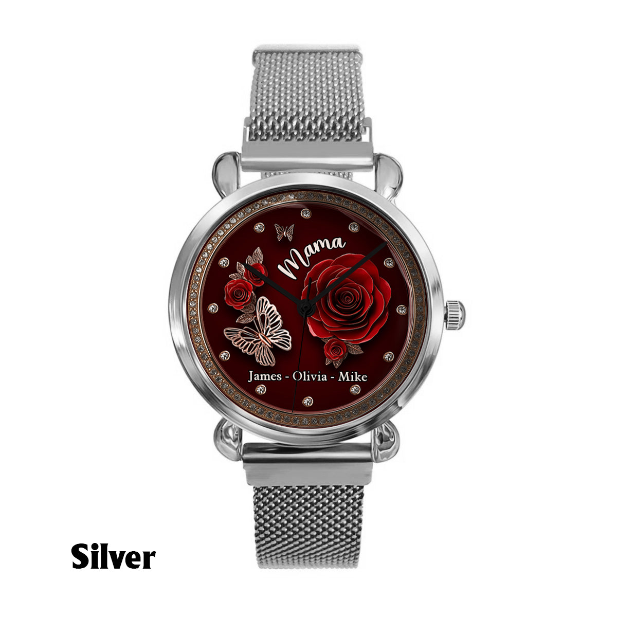 Montre-bracelet personnalisée « Mama Rose Flower » pour maman et femme 