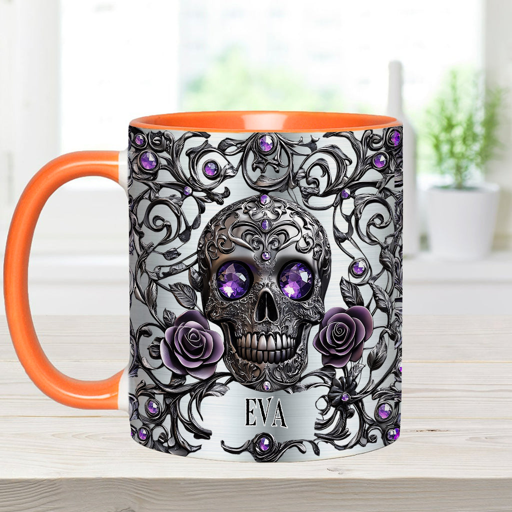 Beautiful Skull And Roses - Personalized Skull Accent Mug