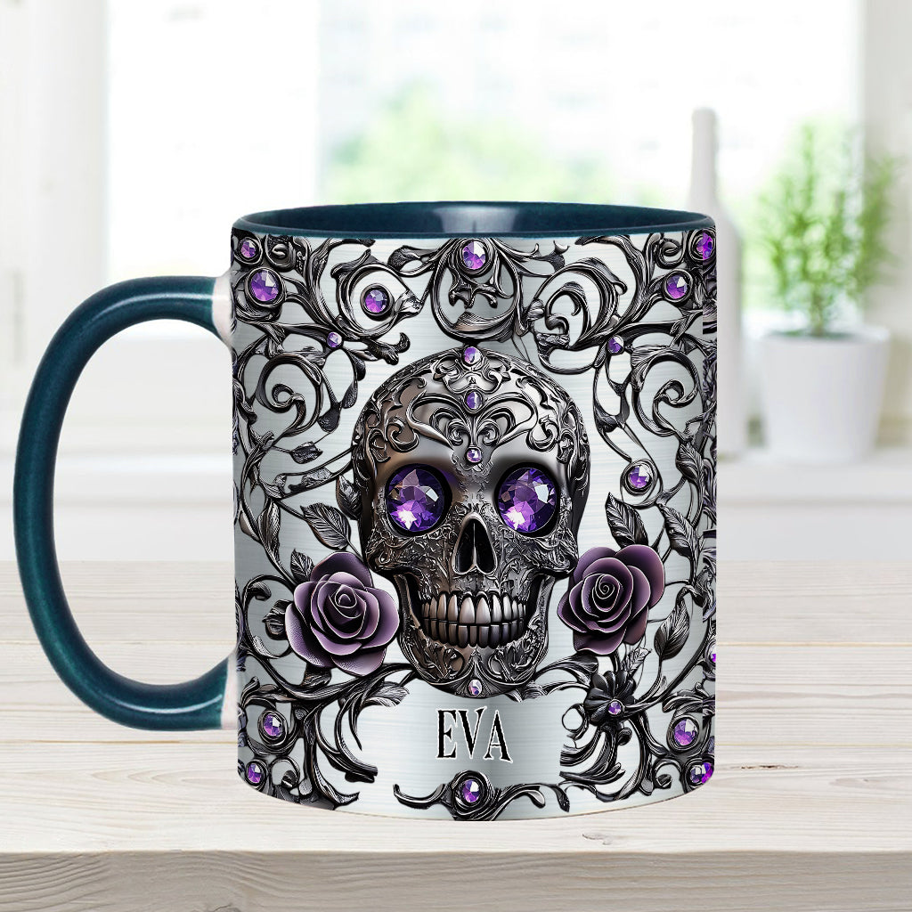 Beautiful Skull And Roses - Personalized Skull Accent Mug