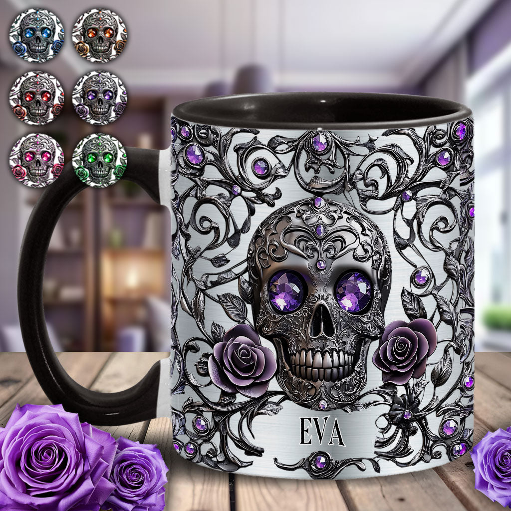 Beautiful Skull And Roses - Personalized Skull Accent Mug