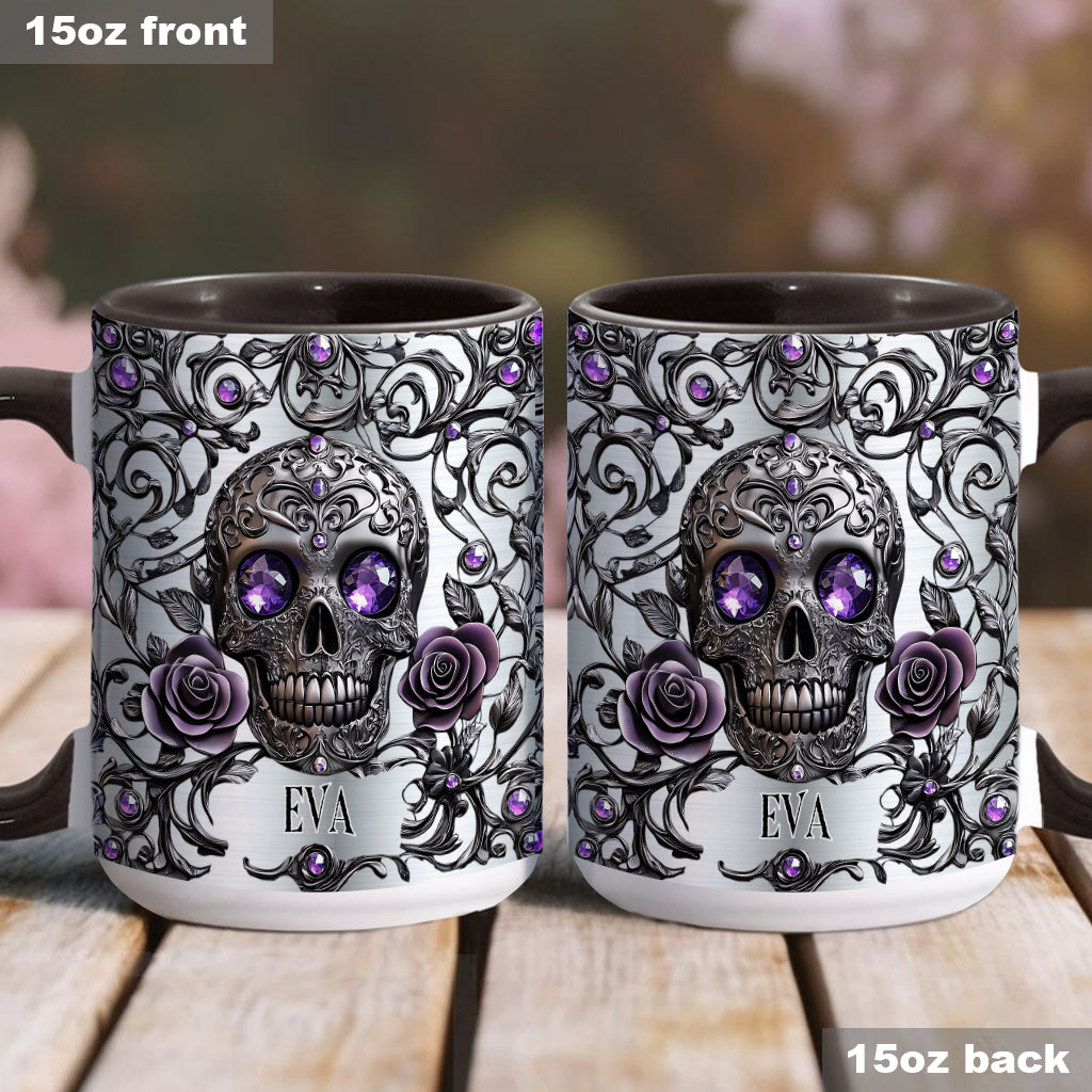 Beautiful Skull And Roses - Personalized Skull Accent Mug