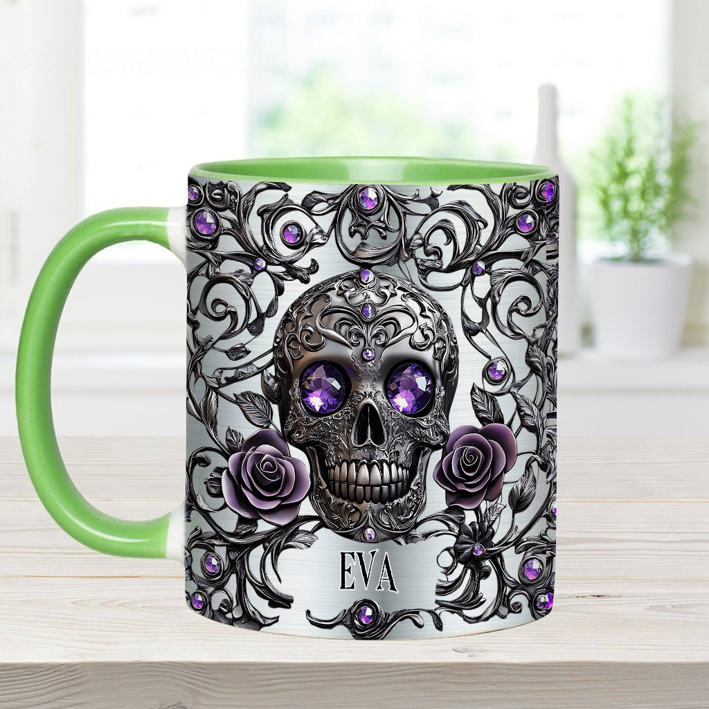 Beautiful Skull And Roses - Personalized Skull Accent Mug